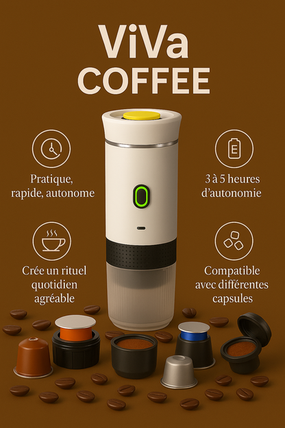 Cafetière portable ViVa + capsule réutilisable offerte